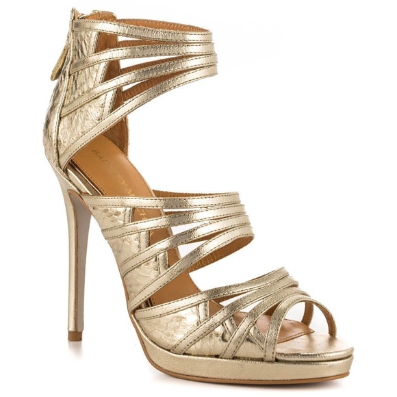 EUC - Badgley Mischka Fonda Metallic Strappy Heels - size 7.5 - Picture 1 of 7
